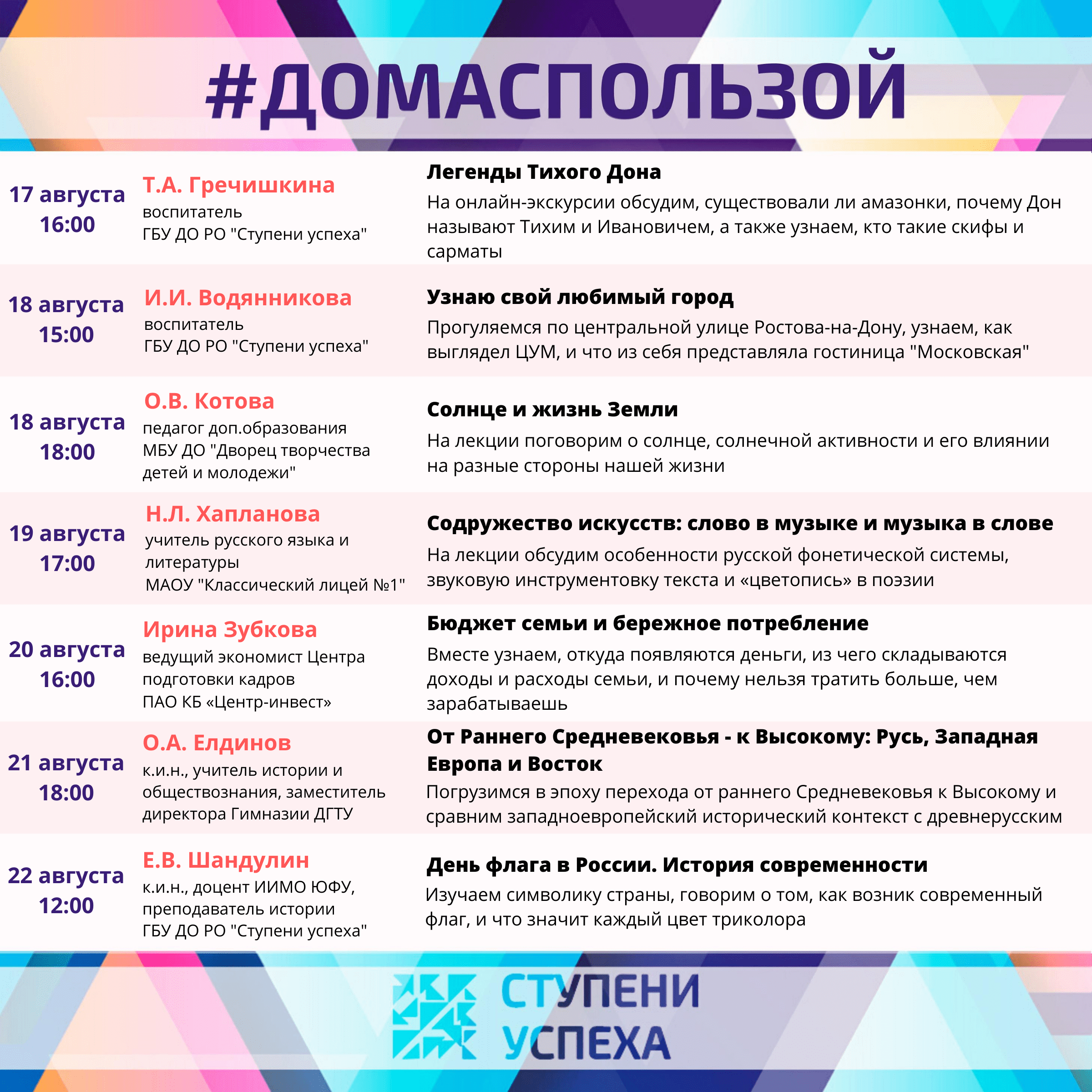 Программа 23 августа. Ступени успеха ДГТУ. Марафоны на неделю для подростка. Ступени успеха расписание смен. Ступени успеха ГБУ до РО отель.